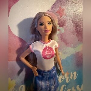 Doll with Cupcake Shirt and Denim Skirt